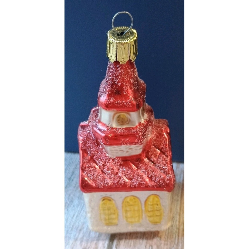 Vintage Christmas Ornament Snowy Church with Steeple West Germany - Picture 3 of 7
